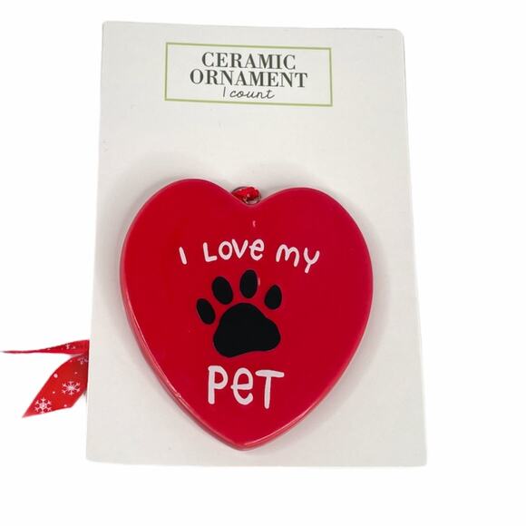 Ceramic Ornament I Love My Pet, Red - Picture 4 of 4
